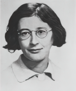 Simone Weil (1909–1943) French philosopher, Christian mystic and political activist of Jewish origin, Photographer unknown.